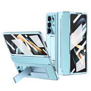 Luxury Leather Magnetic Bracket Shell Electroplated Phone Case For Samsung Galaxy Z Fold Series