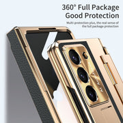 Luxury Leather Magnetic Bracket Shell Electroplated Phone Case For Samsung Galaxy Z Fold Series