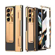 Luxury Leather Magnetic Bracket Shell Electroplated Phone Case For Samsung Galaxy Z Fold Series