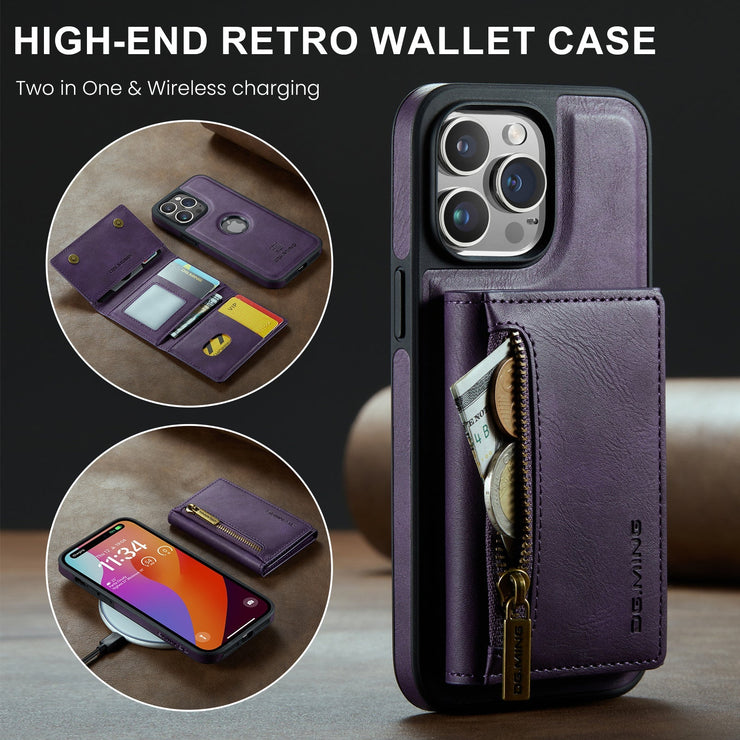 2 in 1 Retro Magnetic Wallet Case for iPhone