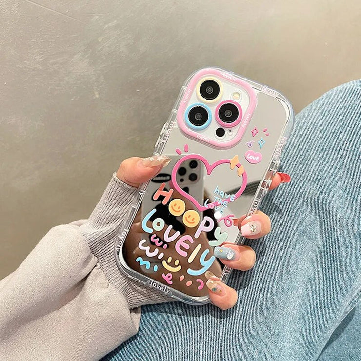 Lovely  Heart Mirror Phone Case For iPhone Series