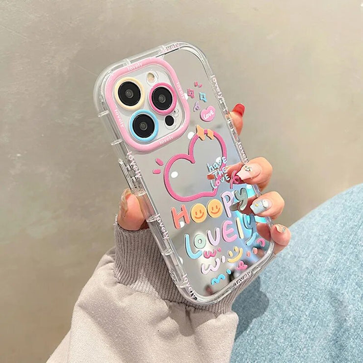 Lovely  Heart Mirror Phone Case For iPhone Series