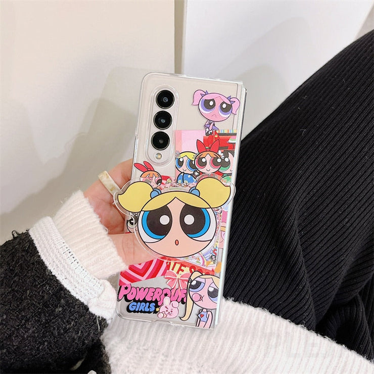 Cute Cartoon Girl Phone Holder Cases For Samsung Galaxy Z Fold 3 5g