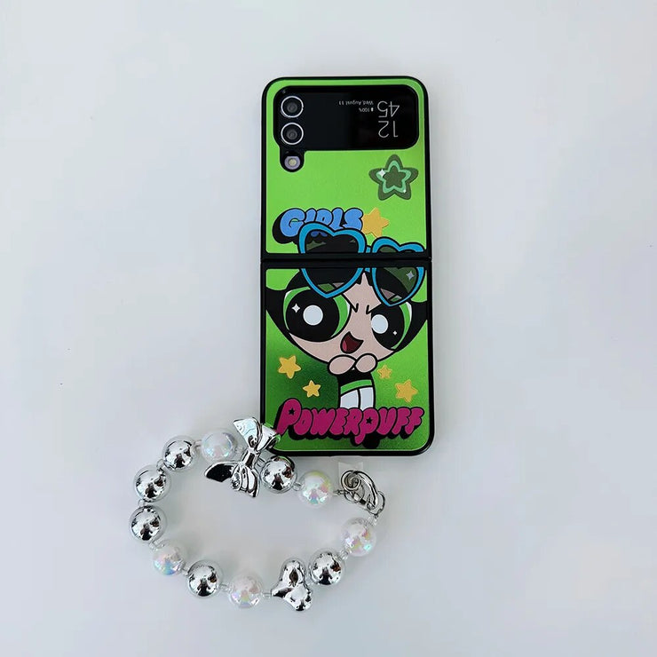 Cartoon Powerpuffs Girls with Bracelet Phone Case for Samsung Galaxy Z Flip Case