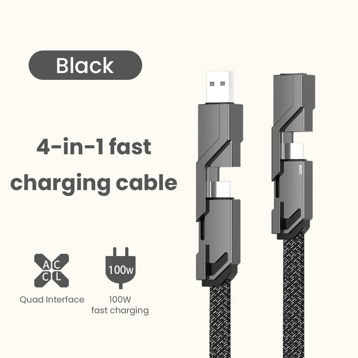 Universal 4-in-1 100W Rapid Charging Cable for All Devices