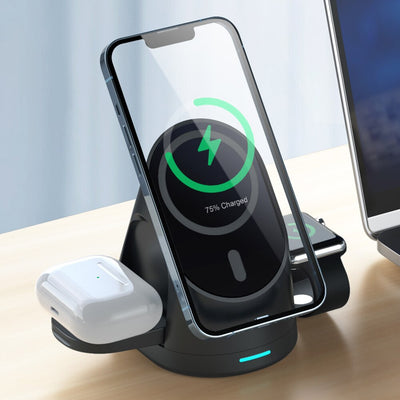 3 in 1 Wireless Chargers Stand For iPhone & Magnetic Charging Dock Station