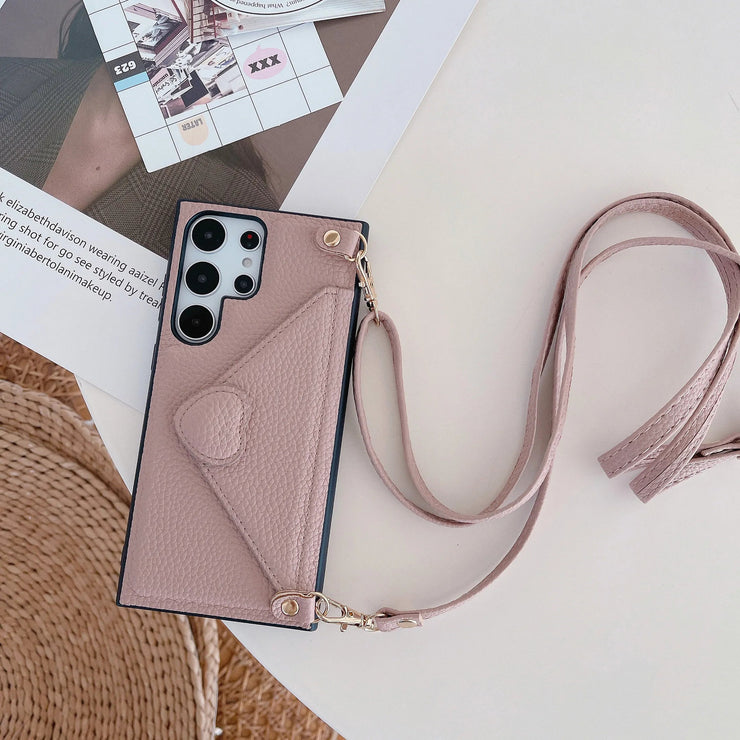 Luxury Leather Shoulder Strap Case For Samsung Galaxy Series