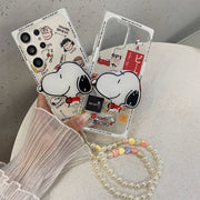 Cartoon Snoopies with Bracket Lanyard Phone Case for Samsung Galaxy