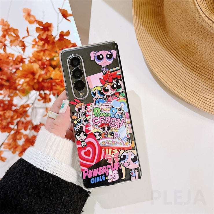 Cute Cartoon Girl Phone Holder Cases For Samsung Galaxy Z Fold 3 5g