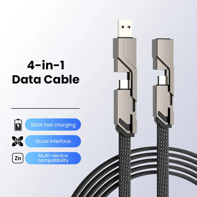 Universal 4-in-1 100W Rapid Charging Cable for All Devices