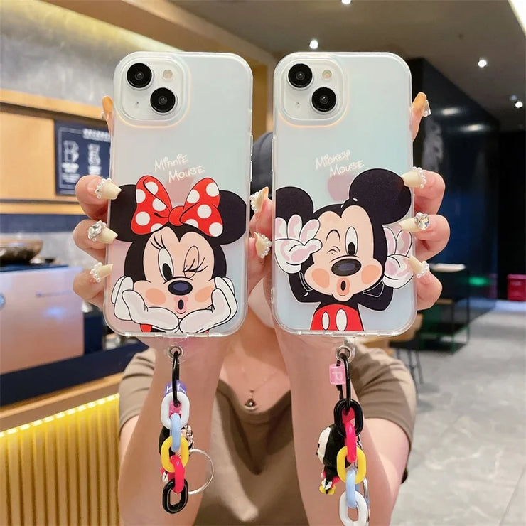 Cute Cartoon Phone Case for iPhone With Keychain