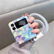 Korean Oil Painting Flowers Case  Strap for Samsung Galaxy Z Flip 3 & 4