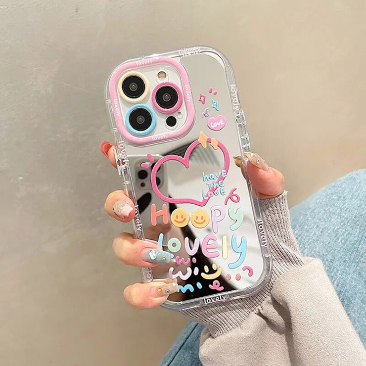 Lovely  Heart Mirror Phone Case For iPhone Series