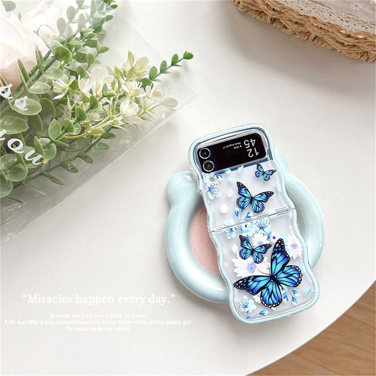 Cute Korean Butterfly Rainbow Wavy Case for Galaxy Z Flip 3 & 4